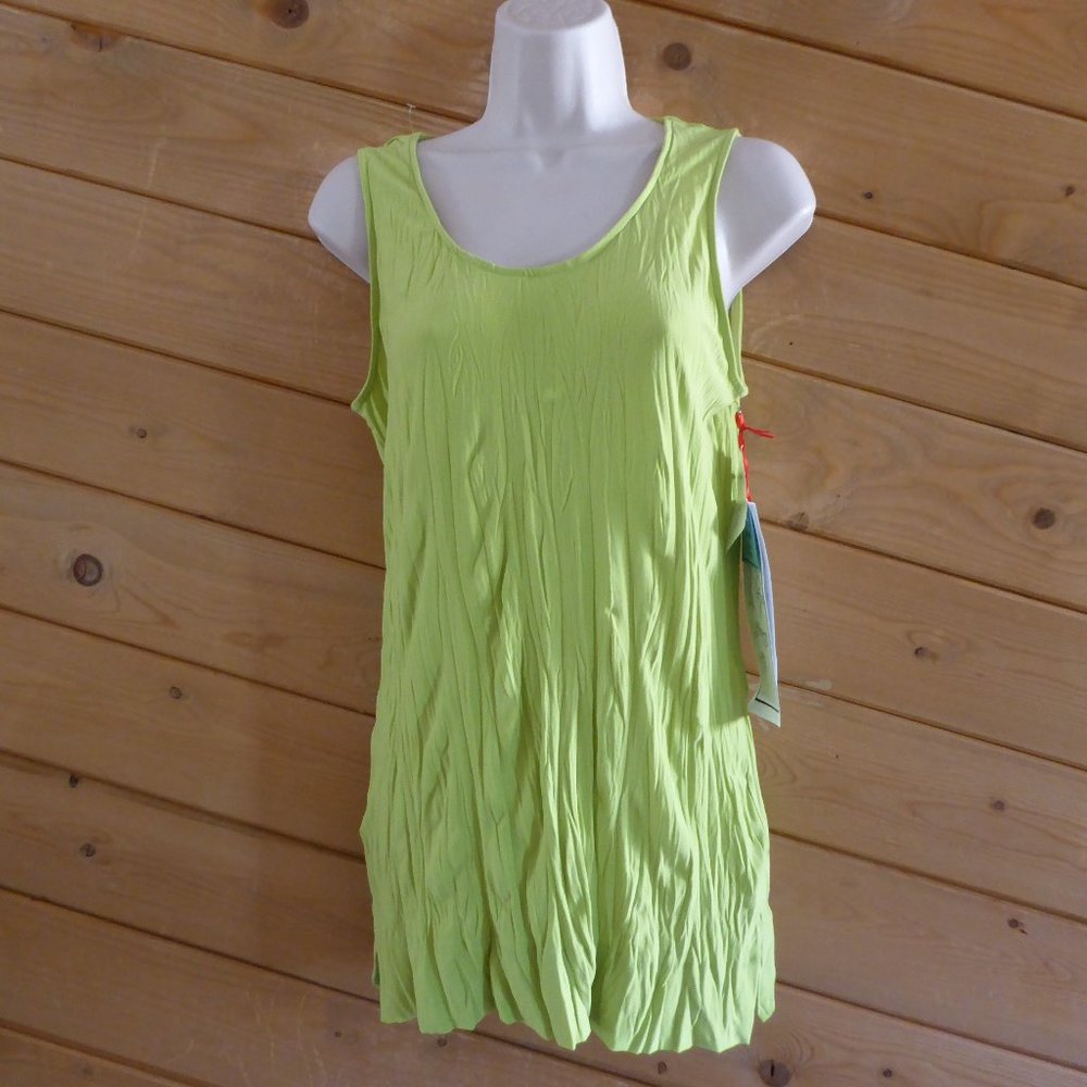 Ubu 100% Lyocell Citrus Green Crinkle Twisted Sleeveless Tank Top NWT S